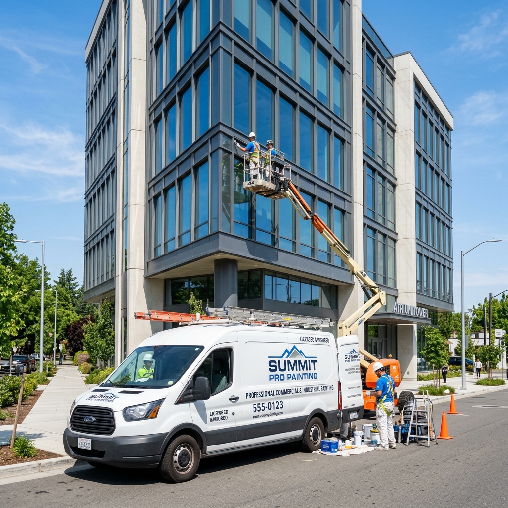 Commercial painting van and crew